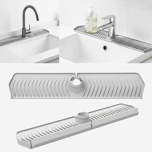 30-inch Long Kitchen Sink Faucet Mat Solicone Water Splash Guard, 7° Slope Fast Self-draining Backsplash Guard Sink Protectors for Kitchen