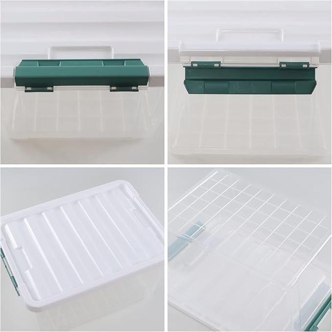 36 Quart Large Storage Box, Clear Plastic Latch Box, 4-Pack