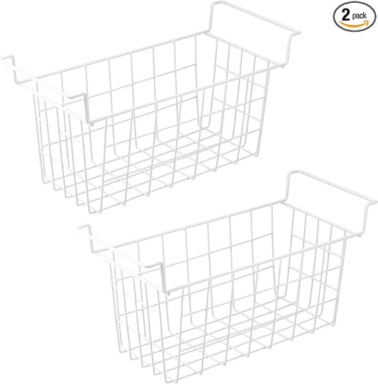 Orgneas 15.5 Inch Freezer Organizer Bins for Chest Freezer Refrigerator Basket Storage Rack Bins Deep Freezer Metal Wire Baskets 2pcs