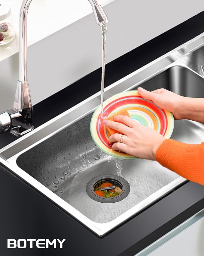BOTEMY B9171 Bronze Kitchen Sink Drain Kit 3 1/2 Sink Strainer for Kitchen Sink with Stainless Steel Strainer Stopper Drain Assembly Basket Strainer Fit Standard Sink Drain Hole