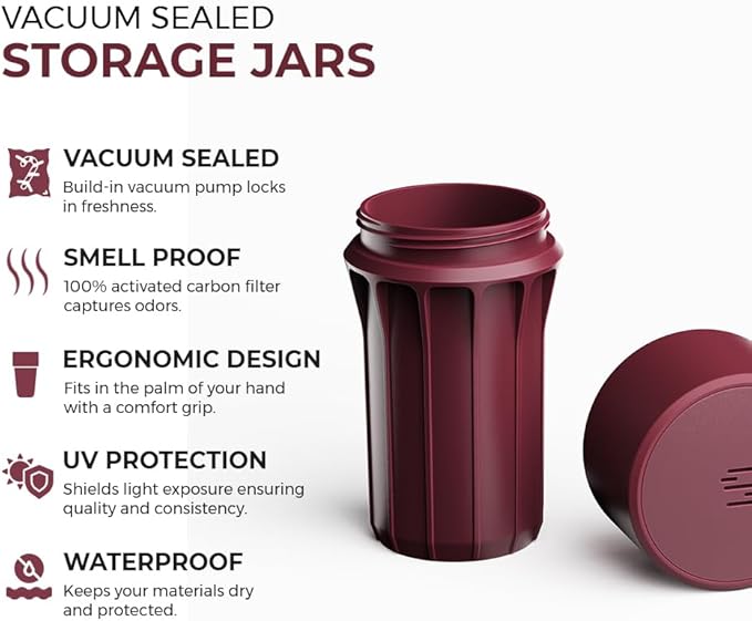 Staze Preserve Vacuum Sealed Storage Jars (148ml) | Herb Storage & Food Storage Container with Protection - (BRICK)