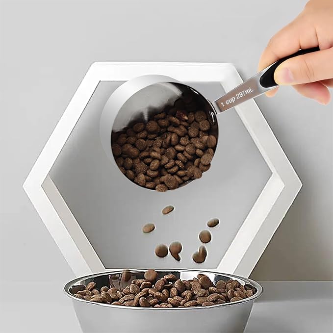 Stainless Steel Measuring Spoons & Cups Set, Includes 10 Sizes, from 1/4 tsp to 1 cup, Food Grade Stackable Tablespoons and Teaspoons Measuring Set for Cooking & Baking (Black)