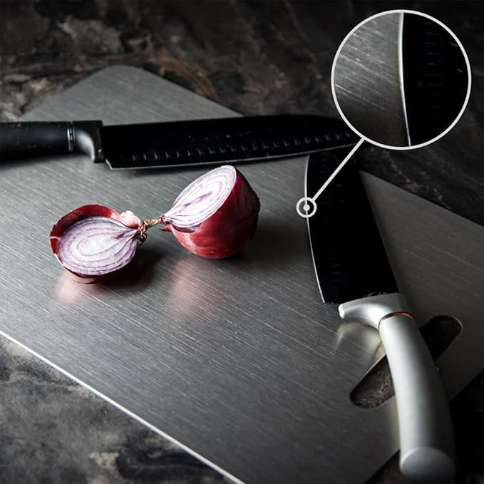 Titanium Cutting Board - 2025 New Upgrade 100% Pure Titanium Cutting Boards For Kitchen, 1 Pack Double-sided food-grade Cutting Board For Cutting Meats, Fruits And Vegetables (12"L x 9"W)
