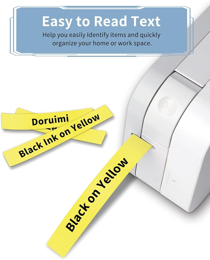 MarkDomain TZe-631 Yellow Label Maker Tape Replacement for Brother P-Touch Label Tape 12mm 0.47" Laminated TZe TZ Tape Black on Yellow Compatible with Brother Ptouch PTD220 PTD210 PTH110, 5-Pack