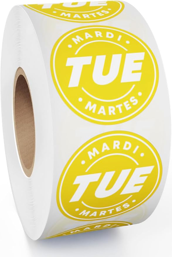 Easy Identification Date Stickers 7,000 Days of The Week Stickers – Tuesday 3/4" Days of The Week Food Labels – Day Dots for Food – Restaurant Supplies – Best by Commercial Kitchen Supplies