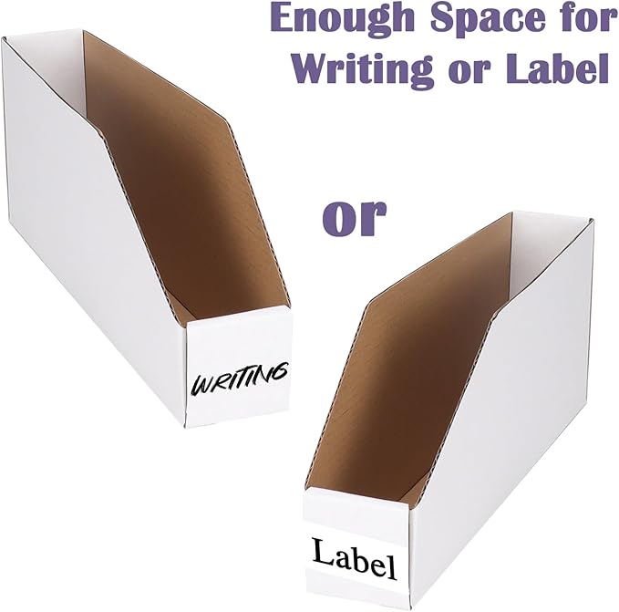 EXYGLO Cardboard Boxes, Pack of 35 Corrugated Storage Bins 12x2x4.5 inch Pantry Organizer Bins for Shelves Garage Office Organization
