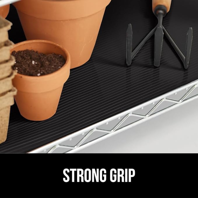 GORILLA GRIP DuraGuard Shelf Liner, 20x20 Non-Adhesive Cabinet Liners for Kitchen Drawers, Shelves, Refrigerator, Pantry Storage, Bathroom Closet, Durable Waterproof BPA Free Ribbed Plastic, Jet Black