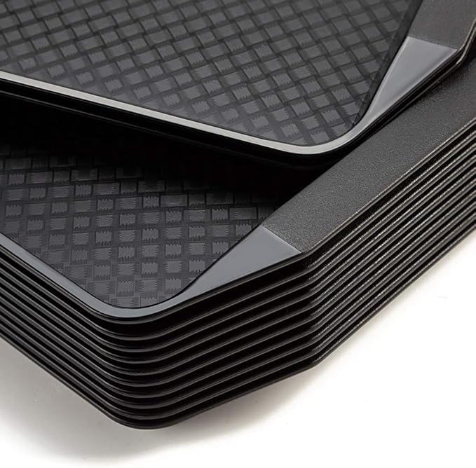 Eslite Plastic Fast Food Serving Tray,16.95 by 11.82-Inch,Set of 12 (Black)