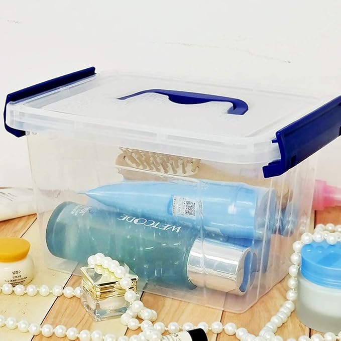 3 L Clear Storage Box, Small Plastic Storage Latch Boxes, 6-Pack