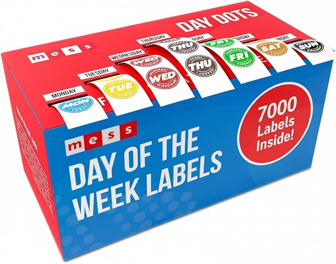 Easy Identification Date Stickers 7,000 Days of The Week Stickers - 3/4" Days of The Week Food Labels - Day Dots for Food - Restaurant Supplies - Best by Commercial Kitchen Supplies