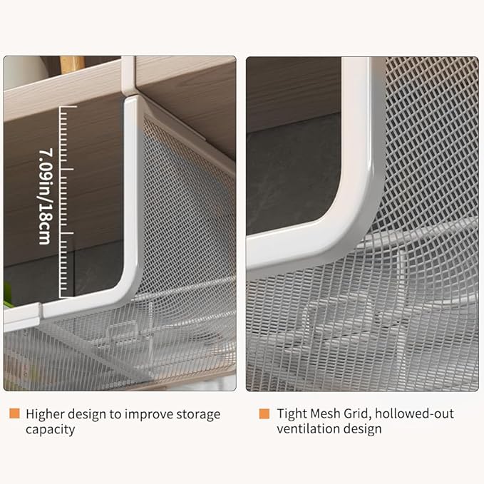 Expandable Under Shelf Basket Organizer, Under Shelf Storage, Hanging Baskets Under Cabinet for Pantry Kitchen Cupboard Desk Counter Bookshelf Space Saver Heavy Duty Slide-in (white, 1 Pack)