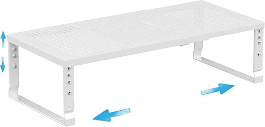 Wobmmi Expandable Spice Rack Kitchen Cabinet Shelf Organizer, Stackable Storage Shelves Racks, Adjustable Counter Shelving for Cabinets, Countertop, Cupboard,Pantry and More(1Pack/White/Large)