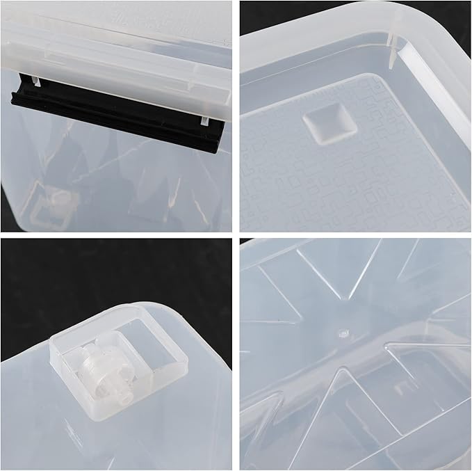 4-Pack Secure Latch, Clear Plastic Storage Organizer Bins, 70 L, Heavy-Duty Container Boxes with Lids for Home, Office, and Garage