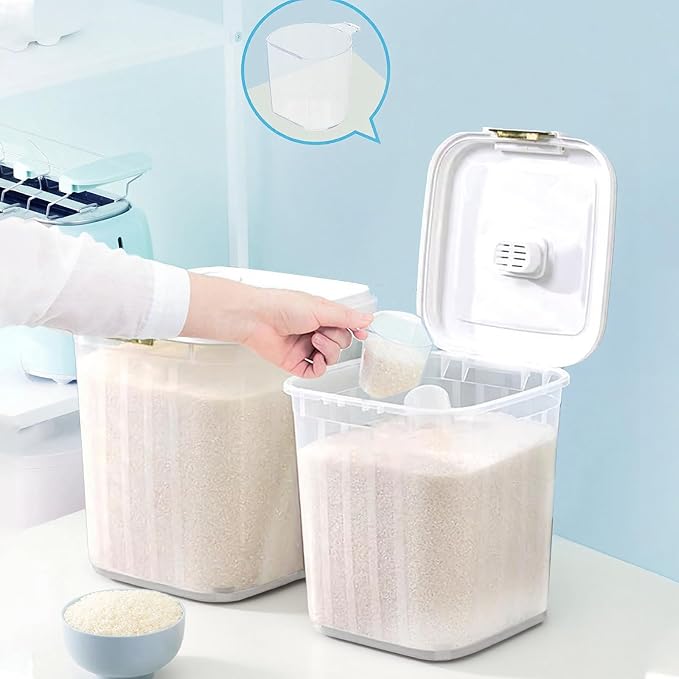 RUIAN 2Pcs Rice Storage Container 33Pound,55Pound Dog Food Storage Container with Wheels and Spoon(33bl&55bl)