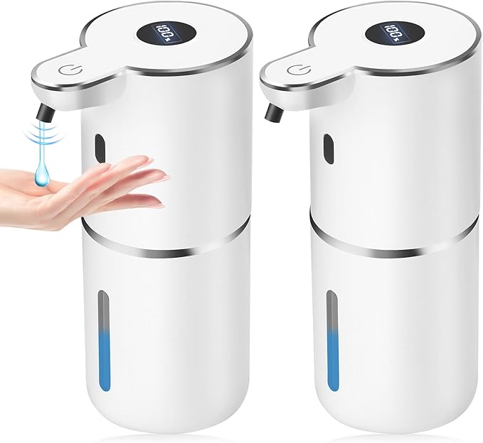 2 Pack Automatic Soap Dispenser,Upgraded 2025 Automatic Liquid Soap Dispenser Touchless,12.8oz USB Rechargeabled Wall Mounted Smart Soap Dispensers for Bathroom Kitchen(White,P18)