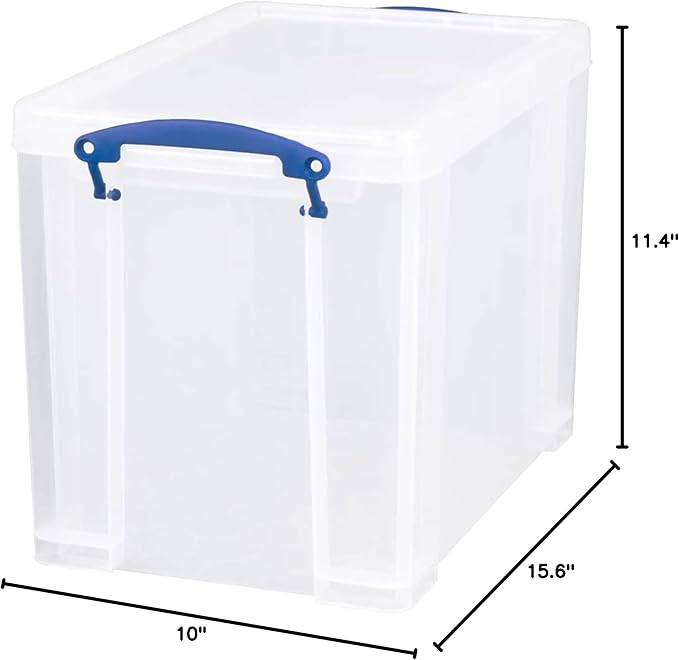 Really Useful Box 19 Liter Plastic Stackable Storage Container w/Snap Lid & Built-In Clip Lock Handles for Home & Office Organization, Clear (5 Pack)