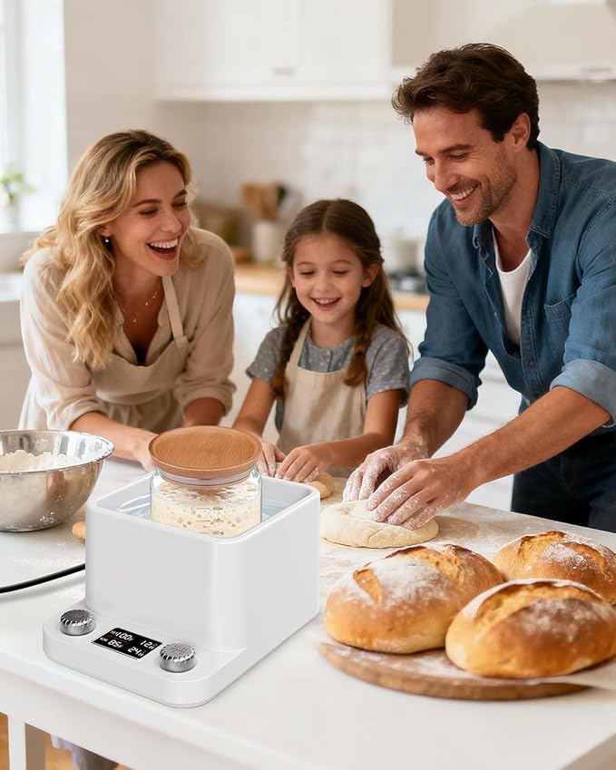 Sourdough Starter Warmer, Water Bath Fermentation Proofer - Precision Temperature Control (±1°F, 70-104°F) 198H Timer Auto-Shutoff for Kombucha Yogurt Home Brewing Energy-Saving Fermentation Heater