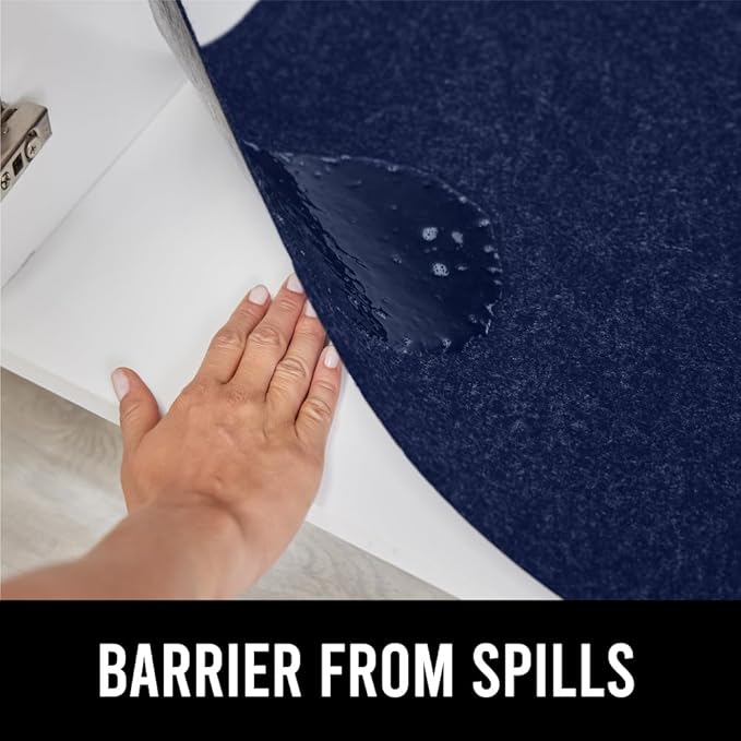 GORILLA GRIP LeakGuard Non-Adhesive Under Sink Mat for Kitchen Cabinet, 24x50, Waterproof Quick Dry Shelf Liner, Durable Absorbent Felt Mats for Bathroom Sinks, Cabinets, Dresser, Easy to Trim, Navy