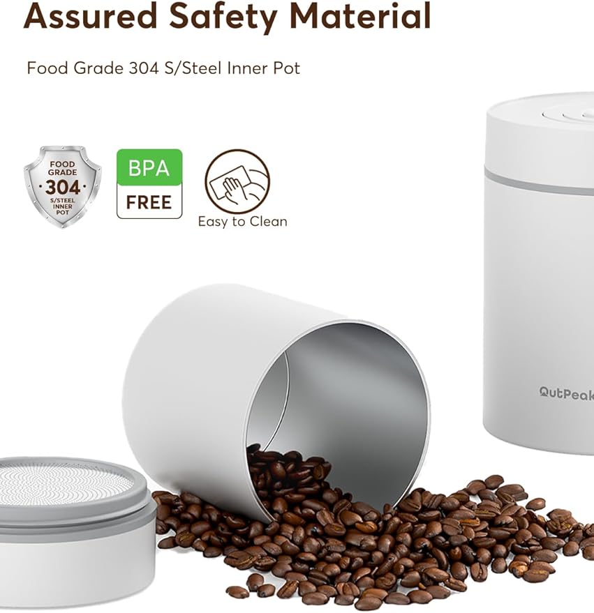 OUTPEAK Neo Latest Kilo Auto Vacuum Coffee Canister, 1.5L Capacity for 17.6oz of Coffee Beans, One-Button Operation, Stainless Steel Coffee Storage Container with Scoop (Barista Champion's Choice)