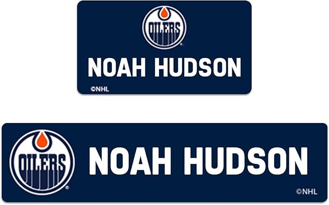 NHL Hockey Labels - Custom Peel and Stick, Waterproof - Great for Organization, Sports, School, Day Camp Labels - 155 Pack (Edmonton Oilers)