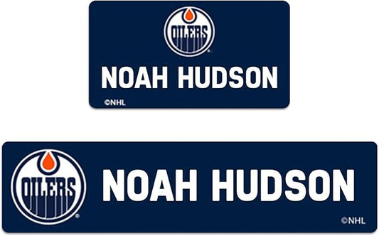 NHL Hockey Labels - Custom Peel and Stick, Waterproof - Great for Organization, Sports, School, Day Camp Labels - 155 Pack (Edmonton Oilers)