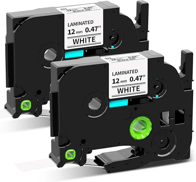 2-Pack 12mm 0.47" White Label Maker Tape TZE2312PK Replacement for Brother P Touch Label Tape TZe-231 TZ-231, Compatible with Brother Ptouch PT-D210 PT-D220 PT-H110 PT-D400 PT-1880 PT-D600 D200
