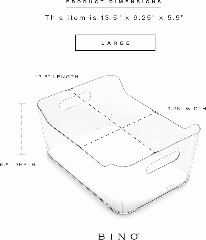 BINO | Plastic Storage Bins, Large - 12 Pack | THE SOHO COLLECTION | Multi-Use Organizer Bins | Built-in Handles | BPA-Free | Pantry Organization | Home Organization | Fridge Organizer | Freezer Org