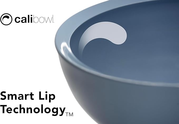 CaliBowl 5-Piece Non-Spill Plastic Mixing Bowl Set - Reusable Nesting Kitchen Bowls with Concave Inner Lip and Non-Slip Base - Ideal for Baking, Prepping, Cooking and Serving - Sky Blue