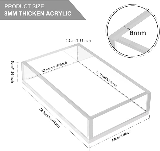 Cilinta Napkin Holder, 8mm Thicken Clear Acrylic Tray for Disposable Hand Towels, Bathroom Vanity Organizer Tray Guest Paper Towels holder Lucite Tray for Bathroom, Business, Restaurant, Hotel