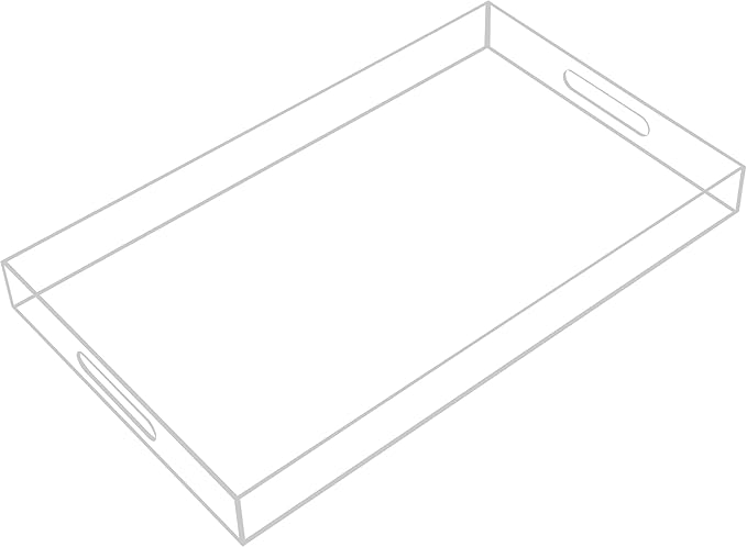 KEVJES Clear Acrylic Serving Tray with Handles-Butler Trays for Coffee Table, Snacks,Breakfast in Bed, Kitchen Countertop,Vanity,Makeup Organizer,Ottoman (Clear, 12x20 Inch)