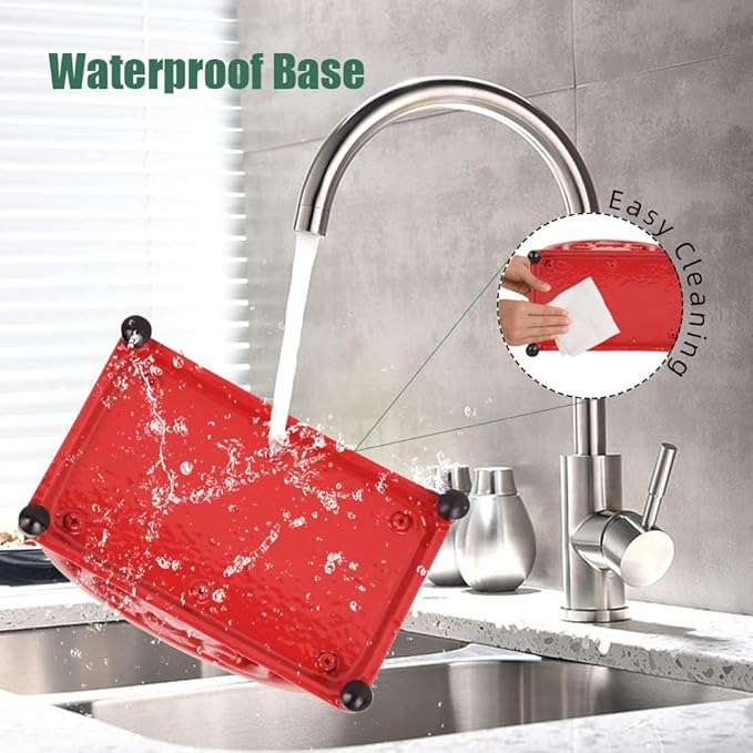 MINLUFUL Napkin Holder for Table - Vintage Farmhouse Kitchen Restaurant Cast Iron Napkin Holder for Dinner Cocktail Paper Napkins, Red