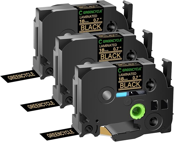 GREENCYCLE 3 Pack Compatible for Brother P-Touch TZe-344 18mm 0.7 Laminated Black TZ-344 TZ344 TZe344 TZe TZ Label Tape for PT-D600 P900W D400 D400AD D450 PT-2030 PT-1890C PT-P710BT