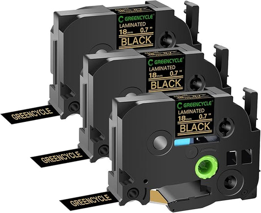 GREENCYCLE 3 Pack Compatible for Brother P-Touch TZe-344 18mm 0.7 Laminated Black TZ-344 TZ344 TZe344 TZe TZ Label Tape for PT-D600 P900W D400 D400AD D450 PT-2030 PT-1890C PT-P710BT