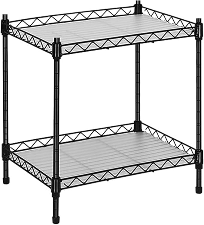 Best 2-Tier Wire Shelving - Black - Lightweight Mini Seasoning Shelf - Kitchen Storage Shelves, Unit with Adjustable Storage Shelf, 11.8"D x 15.7"W x 17.7"H