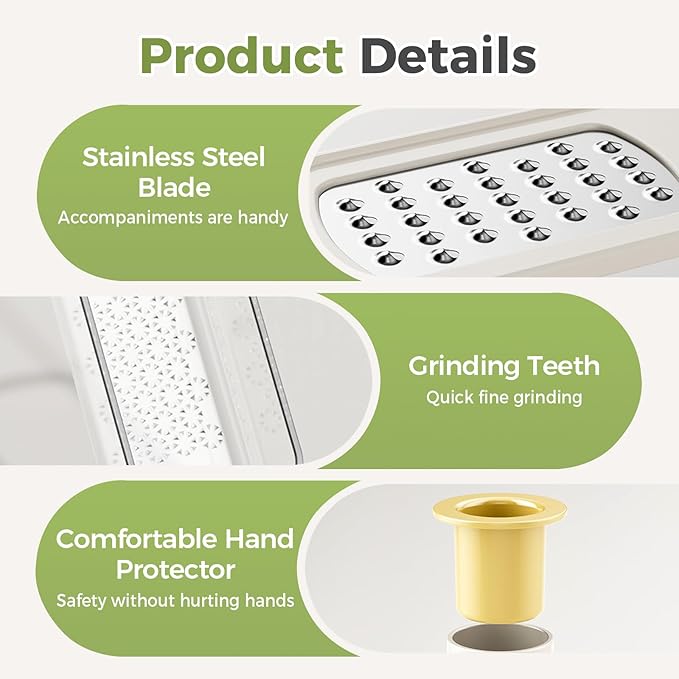 Multifunctional Garlic Grinder, 2026 Upgrade Mini 3 in 1 Garlic Grinder and Slicer, Stainless Steel Garlic Slicer Thin for Household (Green)