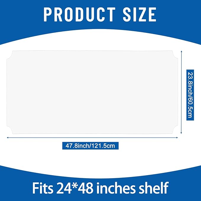 Frienda Set of 6 Wire Shelf Liner Heavy Duty Shelf Liners Packed Flat for Wire Shelving, Waterproof Non Adhesive Plastic Mat for Metal Rack Kitchen Shelves, Shoe Rack (24 x 48 Inch)