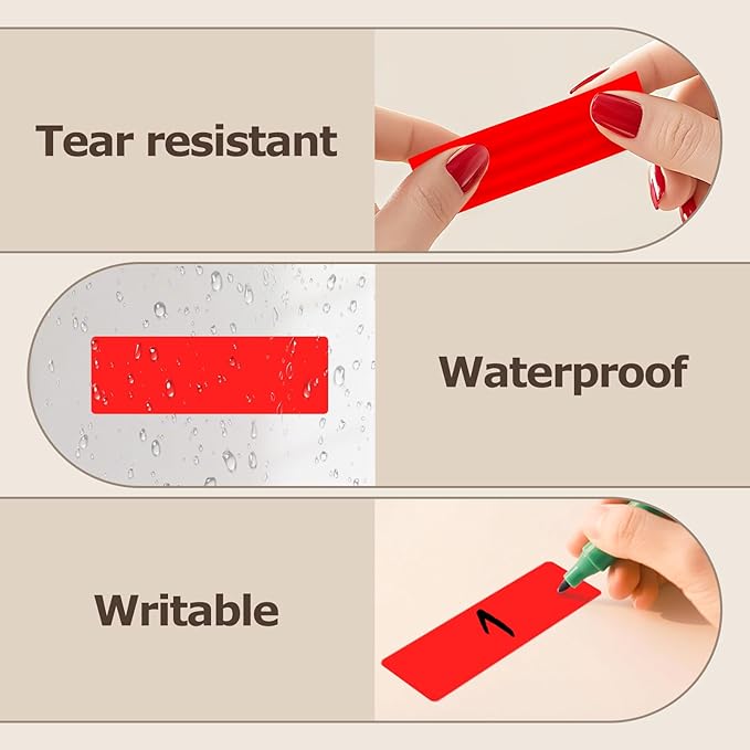 3 × 1 Inches Red Rectangle Color Coding Labels 1000 PCS, Self-Adhesive Writable Waterproof Vinyl Blank Sticker Roll for Office Home School Business