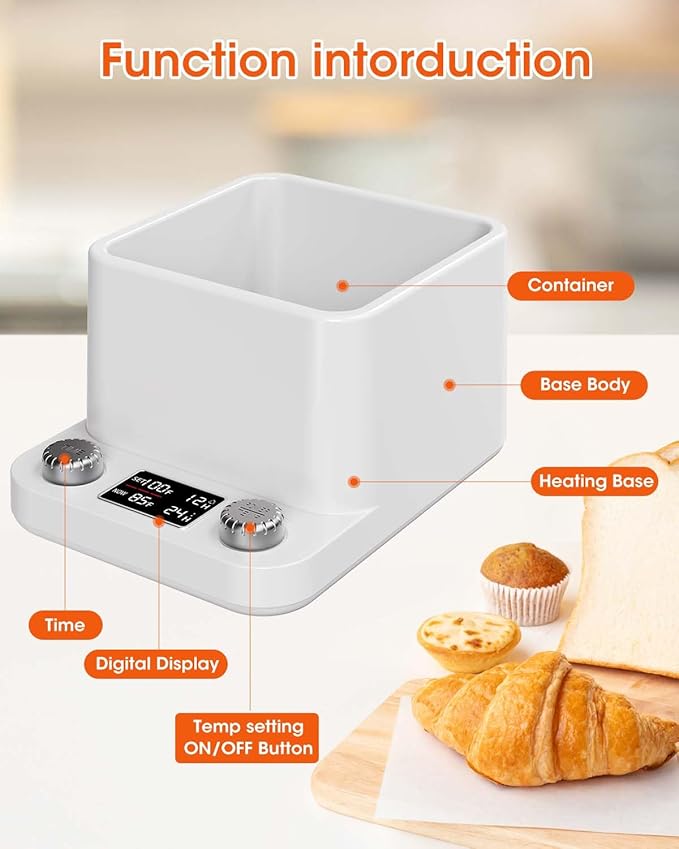 Sourdough Starter Warmer, Water Bath Fermentation Proofer - Precision Temperature Control (±1°F, 70-104°F) 198H Timer Auto-Shutoff for Kombucha Yogurt Home Brewing Energy-Saving Fermentation Heater