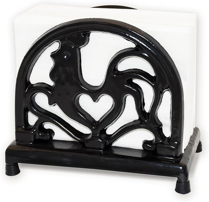 MINLUFUL Vintage Metal Napkin Holder, Heavy Cast Iron Napkin Holder Organizer for Kitchen Restaurant Home Décor, Black