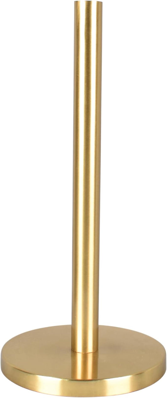 happimess PRH2000G Avery Modern Classic Metal with Non Slip Weighted Base Paper Towel Holder, for Bathroom Kitchen Countertop, Standard or Jumbo-Sized Roll Paper, Gold