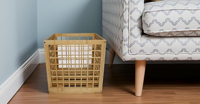 Bamboo Storage Bin - Multipurpose, Stackable Cube Storage Bins Perfect Fit for Cube Shelf - Stylish Lattice Design (10.5 x 10.5 x 10.5)