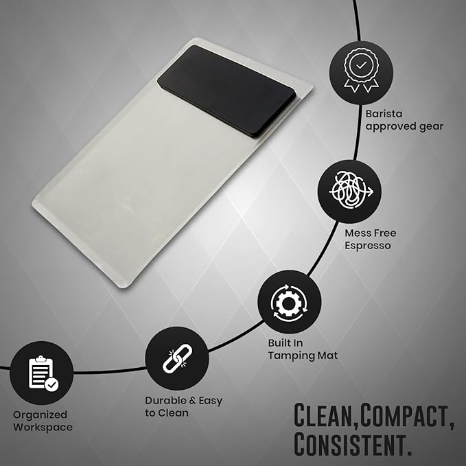 Rattleware Coffee Grinder Tray with Tamping Mat – Mess-Free Coffee Station Tray, Easy Clean Coffee Bar Accessory for Espresso Machine, Espresso Tamper and Coffee Organizer Station (13" x 9.75")