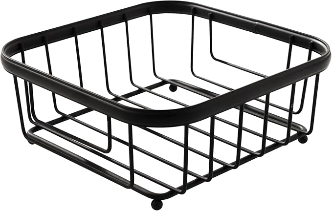 Spectrum Ashley Flat Napkin Holder Basket for Kitchen Counter & Dining Table Decor, Modern Heavy Duty Easy Access Napkin Dispenser for Cocktail Napkins, Black