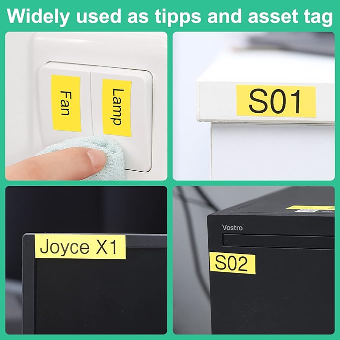 Colorty Replace for Brother P-Touch Label Tape Yellow TZe-631 TZ Tape 12mm 0.47 Laminated Black on Yellow Ribbon for Ptouch Label Maker Refills PT-D210 D200 H110 D400, 1/2 Inch x 26.2 feet, 4 Pack
