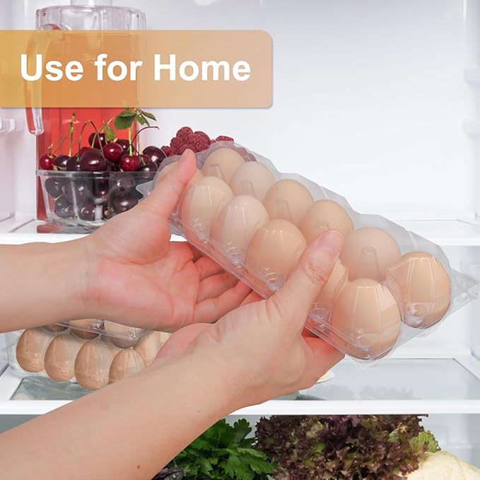 Bulk Egg Cartons 100 Pack, Clear Plastic Chicken Egg Holders, Egg Tray Carton Holder for Home & Kitchen, Farm & Market Use, An Eco-Friendly Egg Storage Solution(12 Grids)