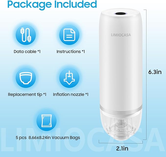 Handheld Vacuum Sealer for Food Storage, Cordless Mini Vacuum Pump with Reusable Bags, USB-C Rechargeable Portable Food Vacuum for Meat, Vegetables & Freezer Meal Prep