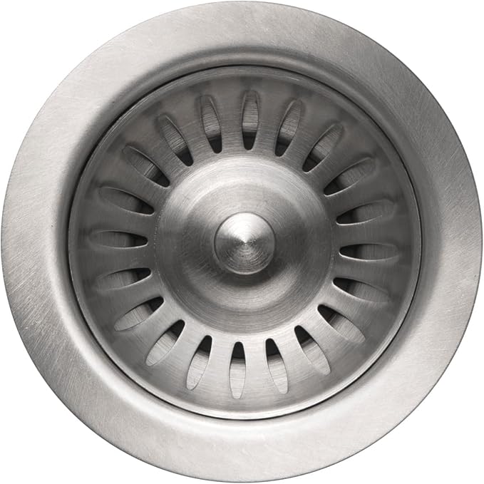 Houzer 190-9180 - 3-1/2 inch Stainless Steel Kitchen Sink Basket Strainer, Durable Food Catcher Stopper for Metal Kitchen Sink, Ideal for Filtering Waste and Preventing Clogs