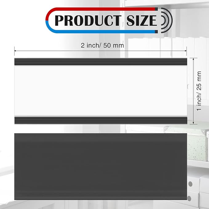 500 Pieces Magnetic Data Card Holders Channel Magnetic Label Holders Labels Racks with Magnets with 500 Protective Films and 1000 Replacement Strips for Metal Racks Shelf Bin (1 x 2 Inch)