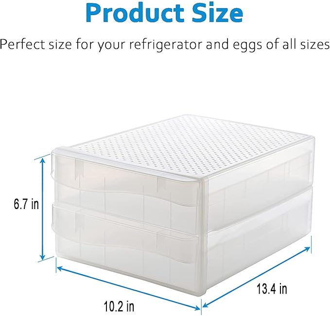 Egg Holder for Refrigerator, THIPOTEN 60 Grid Eggs Storage Container for Refrigerator, Perfect Household Egg Organizer for a Hobby Farm