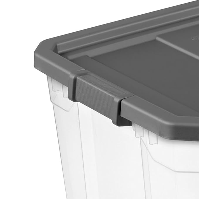 Sterilite 16-Pack Modular Stacker Box, Durable Clear Plastic Storage Bins with Latching Lids, 108 Quart - Stackable Organizing Container Boxes for Closet, Bathroom, and Office